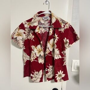 Cropped red Hawaiian shirt
